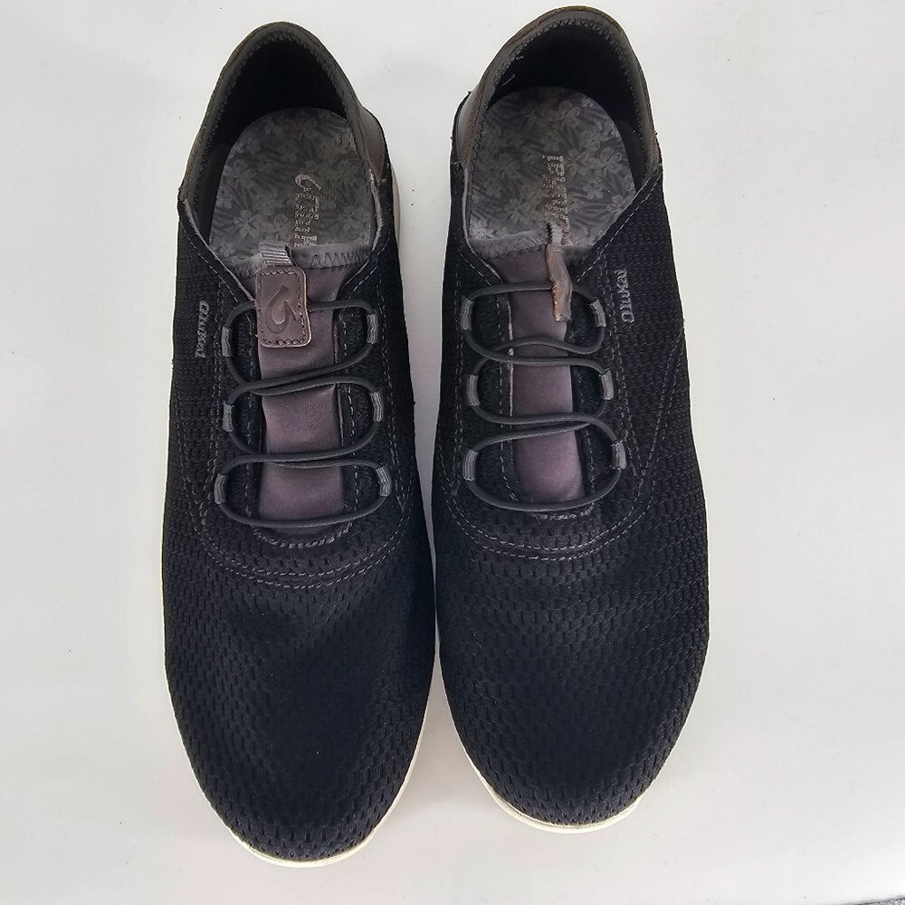 Olukai Mens Alapa Li Shoes 10.5 Black Woven Leather Accents Casual 10395-406C - Picture 7 of 9